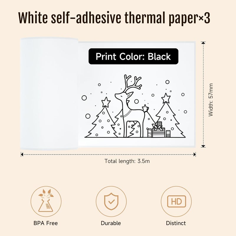 iDPRT S1 S2 M02 T02 Mini Thermal Sticker Paper - (57x29mm, 3.5m/Roll) for Most Instant Cameras and Label Printer - Refill for Kids' Pocket Printer, Mini Photo Printer Labels, For Photos, To-do Lists - Image 2